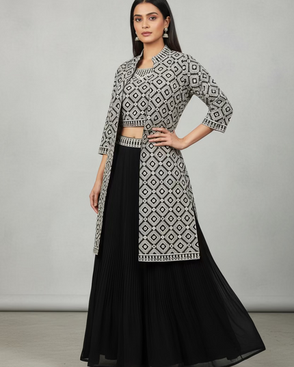 Black Lehenga set by Kurti Connection USA
