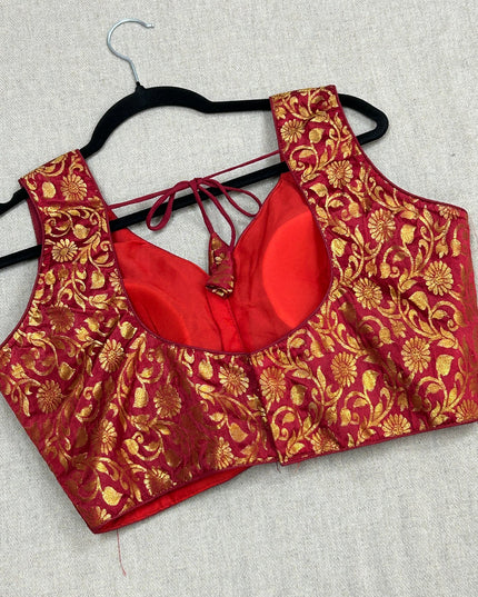 Maroon brocade blouse by Kurti Connection USA