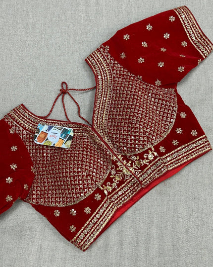Velvet Blouse : red by Kurti Connection USA