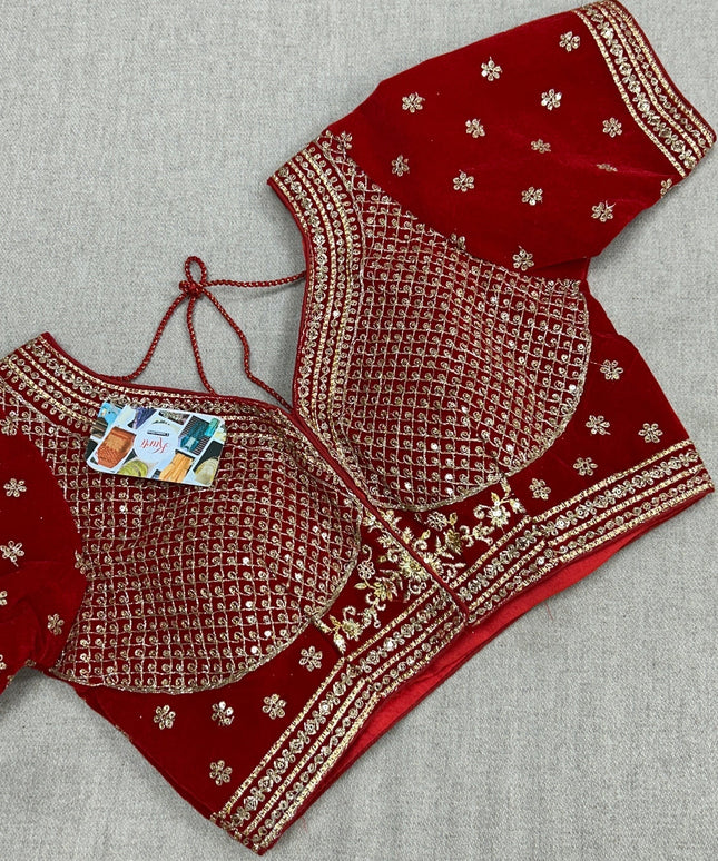 Velvet Blouse : red by Kurti Connection USA