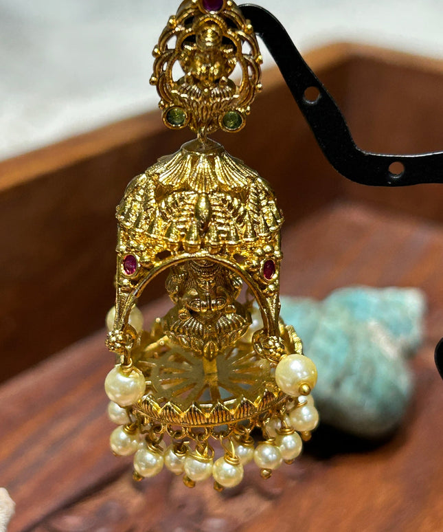 Temple jewelry/ Lakshmi earrings by Kurti Connection USA