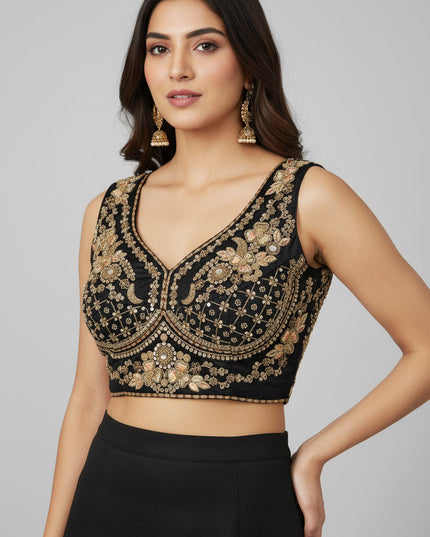 Heavy work blouse : readymade blouse / sleeves available by Kurti Connection USA