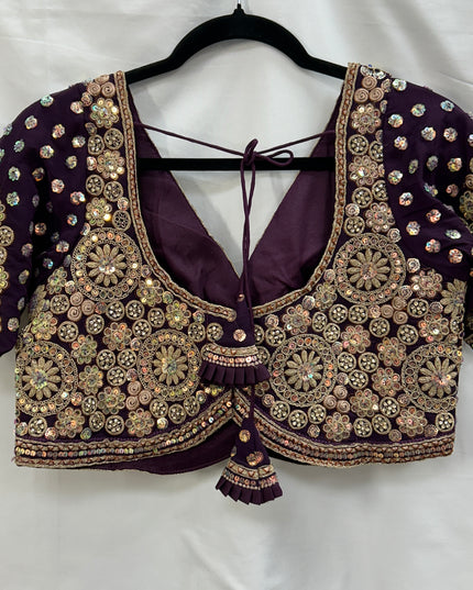 Heavy work blouse | purple blouse by Kurti Connection USA