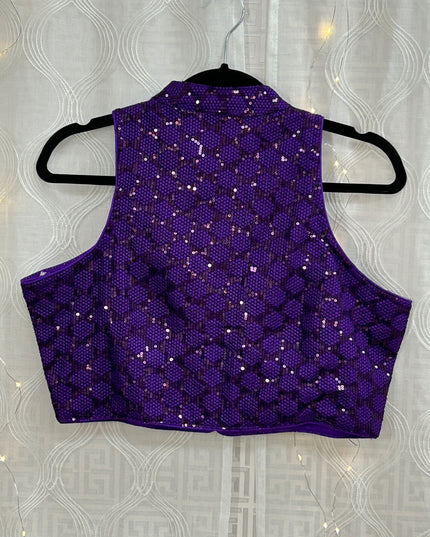 Purple Halter neck blouse by Kurti Connection USA
