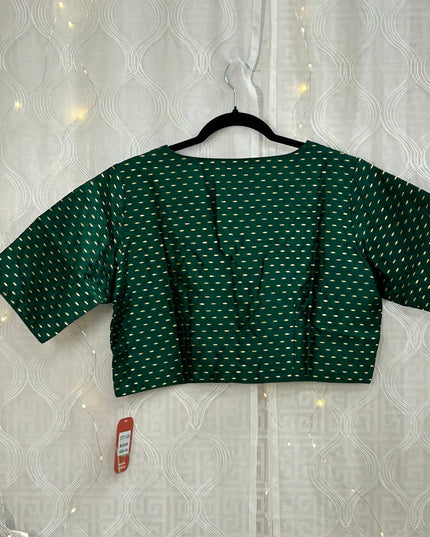 V neck blouse : bottle green color by Kurti Connection USA