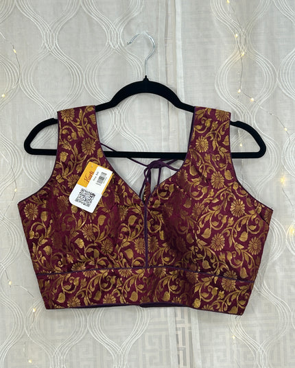 Brocade blouse : wine color by Kurti Connection USA