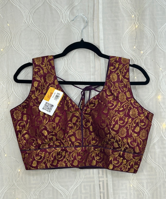 Brocade blouse : wine color by Kurti Connection USA