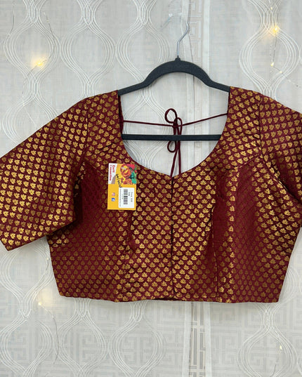 Dark maroon Brocade blouse by Kurti Connection USA