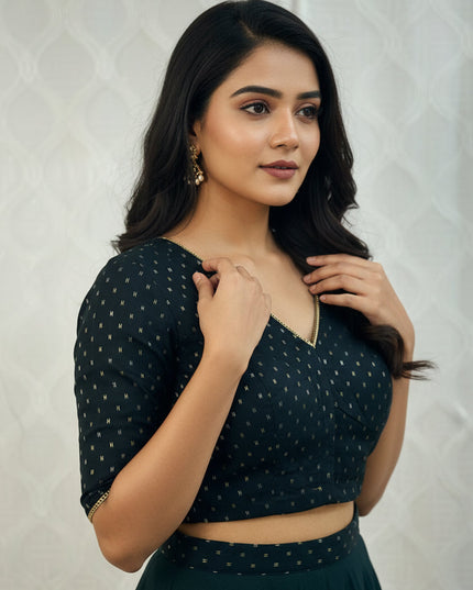 Black cotton blouse by Kurti Connection USA