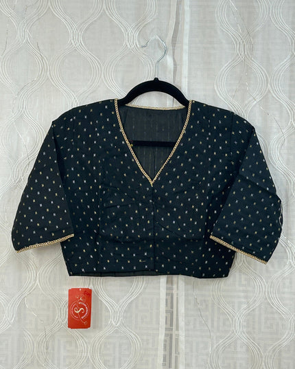 Black cotton blouse by Kurti Connection USA