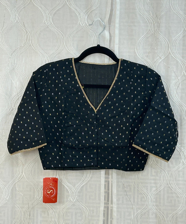 Black cotton blouse by Kurti Connection USA