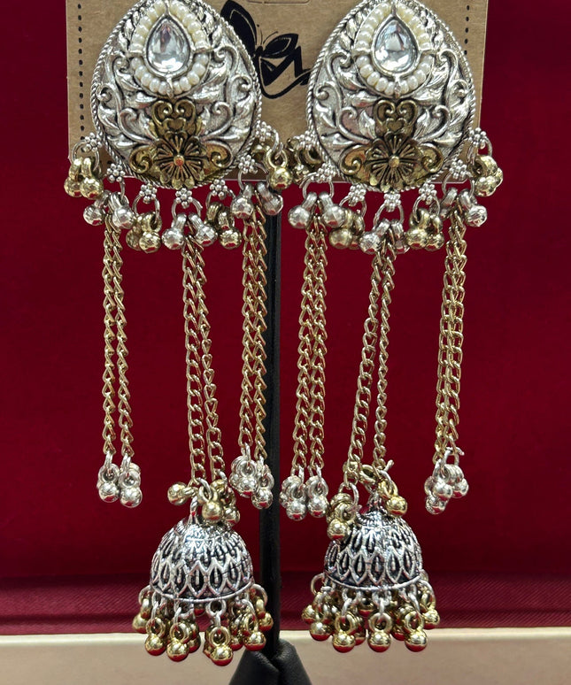 Dual tone Kashmiri earrings by Kurti Connection USA