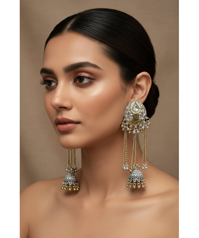 Dual tone Kashmiri earrings by Kurti Connection USA