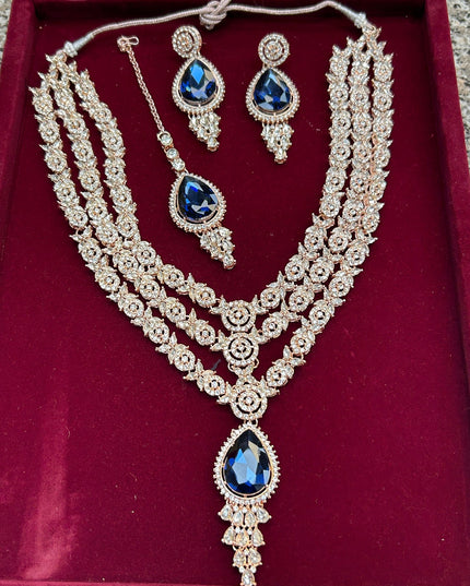 Rose gold necklace set by Kurti Connection USA