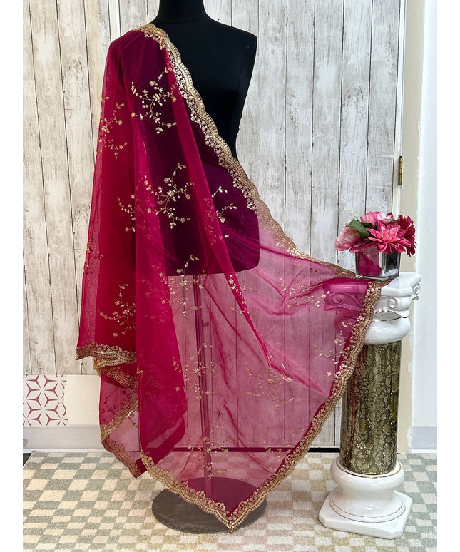 Tissue silk dupatta with sequin work by Kurti Connection USA