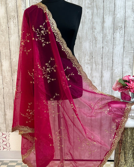 Tissue silk dupatta with sequin work by Kurti Connection USA