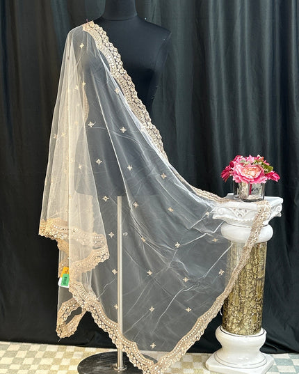 Mirror work dupatta: dark pink by Kurti Connection USA