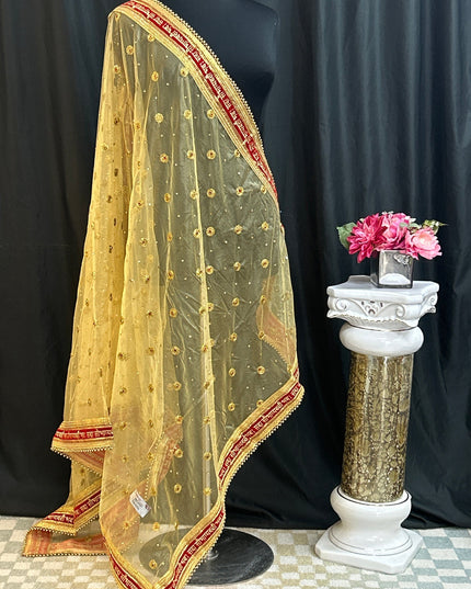 Bridal dupatta | golden dupatta for bridal lehenga/ saree by Kurti Connection USA
