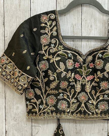 Hand embroidered blouse | tissue silk blouse with all over hand embroidery by Kurti Connection USA
