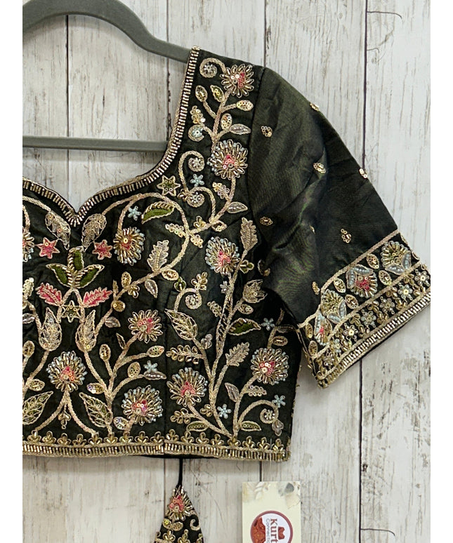 Hand embroidered blouse | tissue silk blouse with all over hand embroidery by Kurti Connection USA