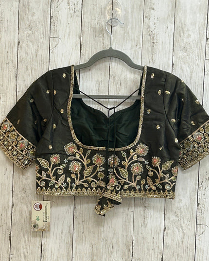 Hand embroidered blouse | tissue silk blouse with all over hand embroidery by Kurti Connection USA