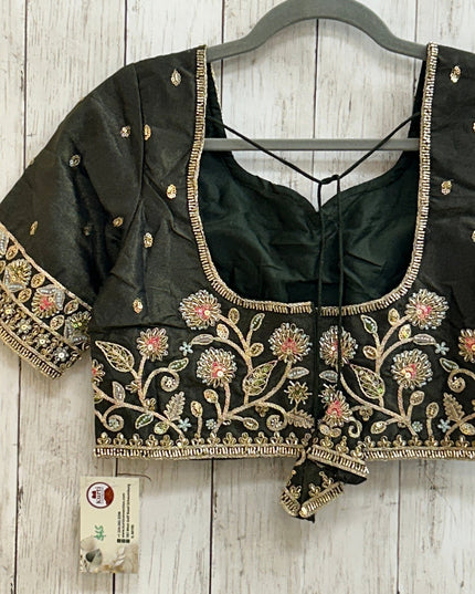 Hand embroidered blouse | tissue silk blouse with all over hand embroidery by Kurti Connection USA