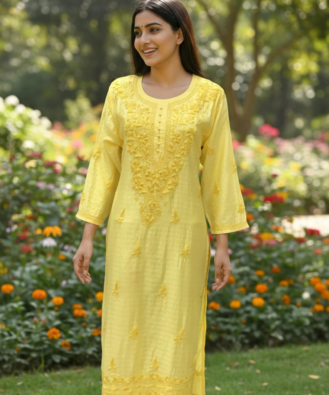 Lucknowi chikankari top /modalsilk