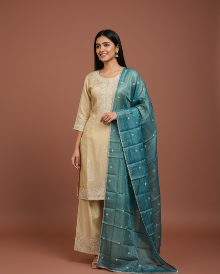 Tissue party wear suit set