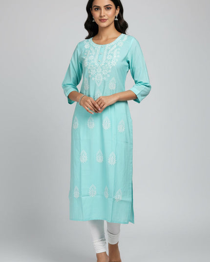 Chikankari modal silk kurti by Kurti Connection USA