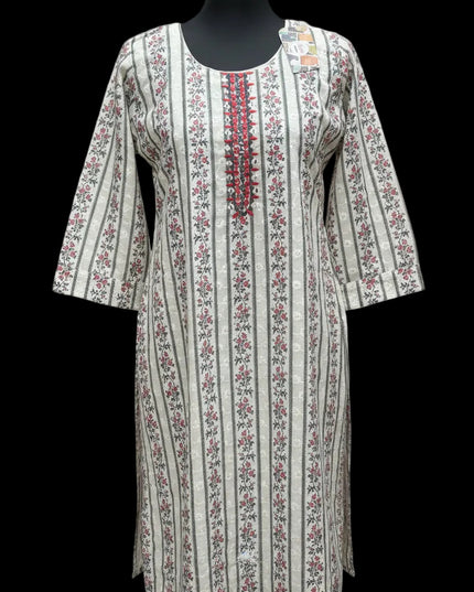 Cotton chikankari kurti with digital print by Kurti Connection USA