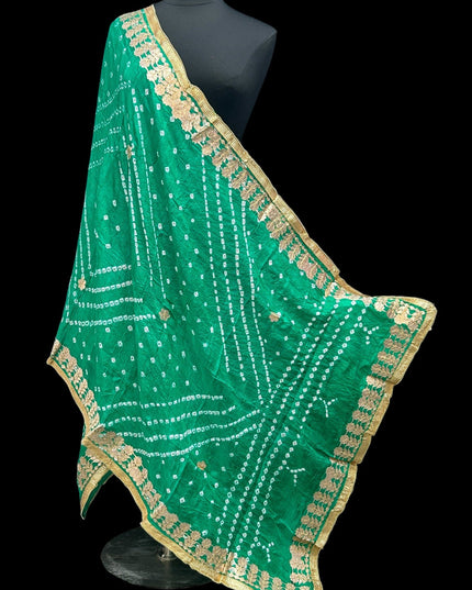 Sea green Bandhani dupatta by Kurti Connection USA