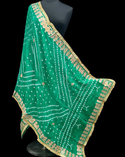 Sea green Bandhani dupatta by Kurti Connection USA