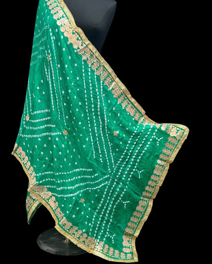 Sea green Bandhani dupatta by Kurti Connection USA
