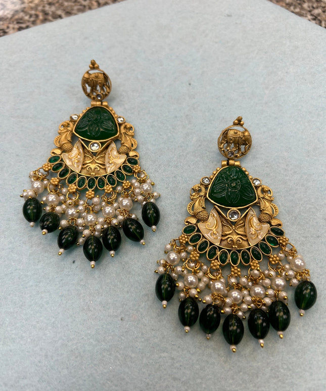 Long jhumki earrings by Kurti Connection USA