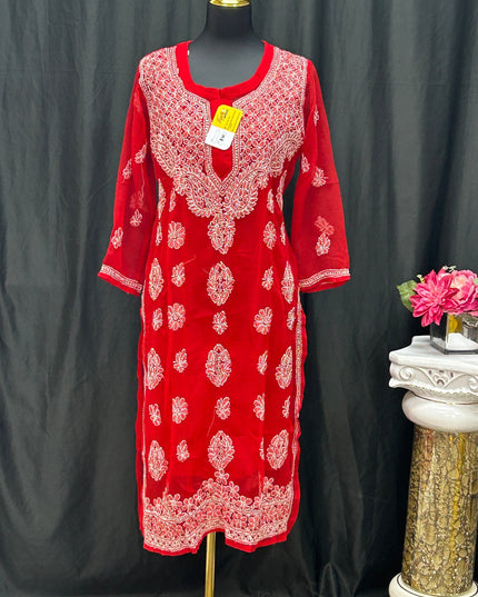 Georgette Chikankari kurti by Kurti Connection USA