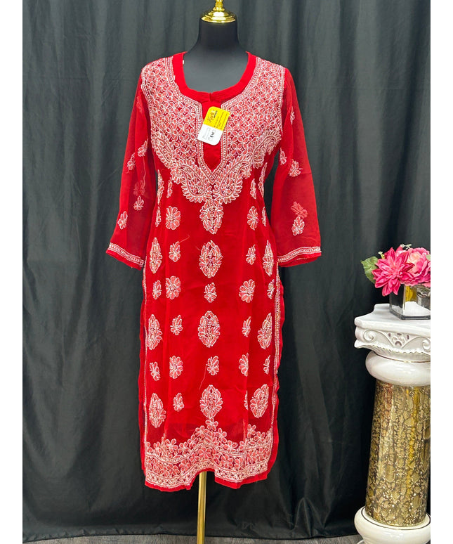 Georgette Chikankari kurti by Kurti Connection USA