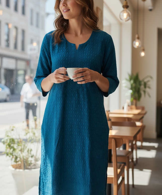 Blue Chikankari Kurti