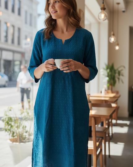 Blue Chikankari Kurti