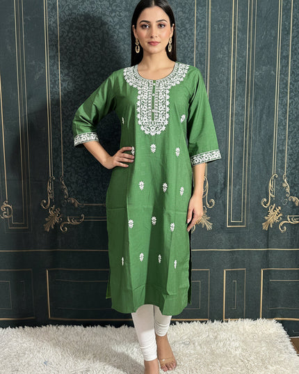 Crape silk chikankari work kurti