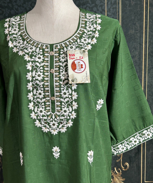 Crape silk chikankari work kurti