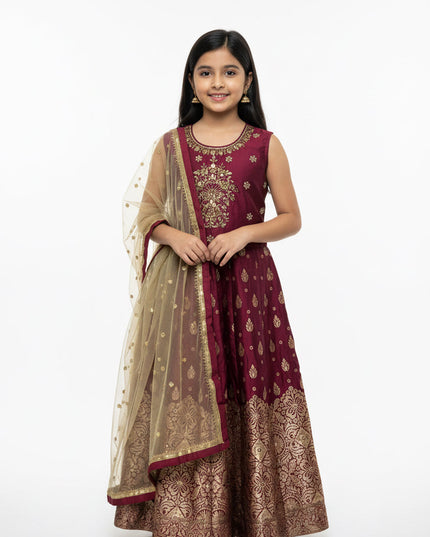 Silk Anarkali dress for 10 year