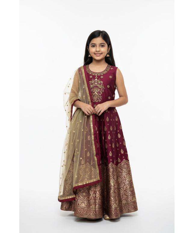 Silk Anarkali dress for 10 year