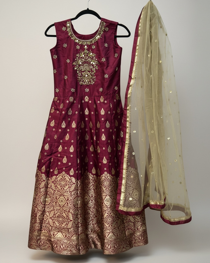 Silk Anarkali dress for 10 year