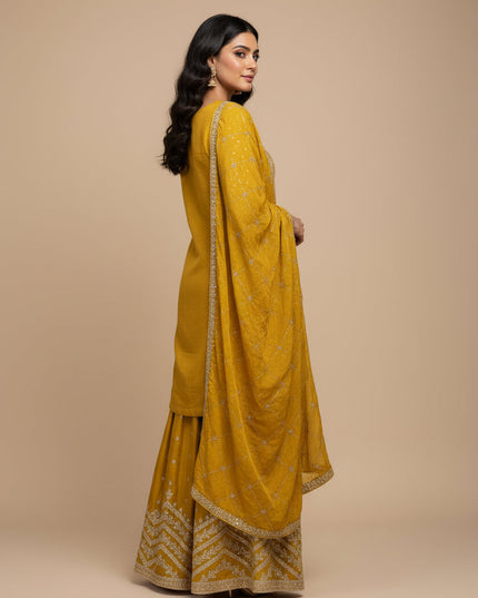 Chinon silk sharara suit