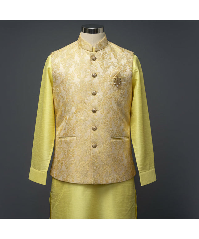Silk kurta pajama set with jacket