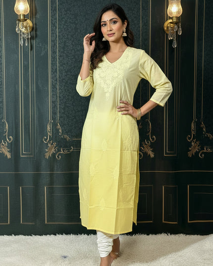 Cotton chikankari kurti / ombré color pattern