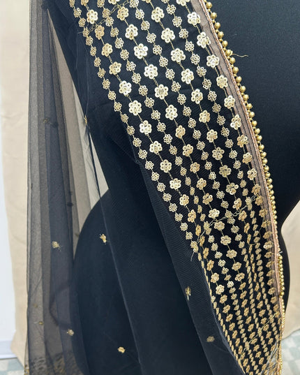 Black sequin net  duppata