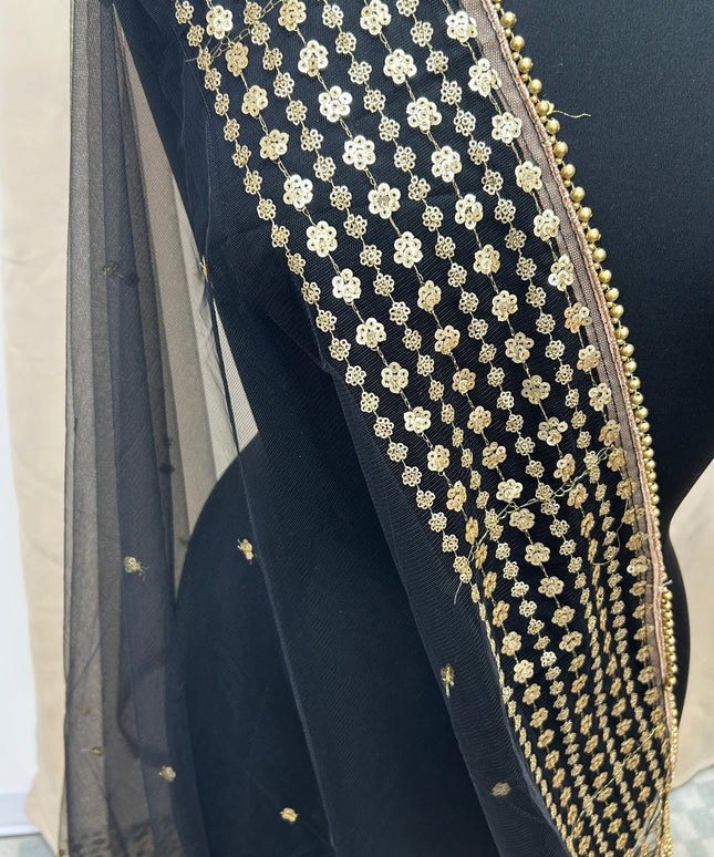 Black sequin net  duppata