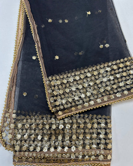 Black sequin net  duppata