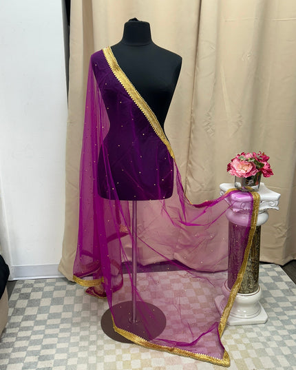 Rani pink / dark pink net duppata